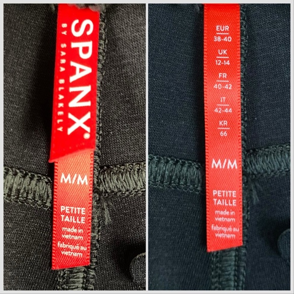 Spanx Leather Like Ankle Skinny Pants Size Medium PETITE Black High Rise Stretch - Picture 11 of 15